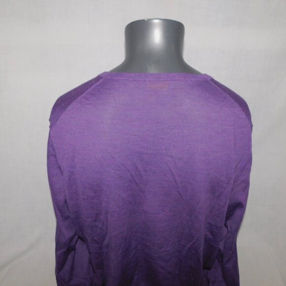 Polo Ralph Lauren Mens LT Large Tall Purple V Neck Merino Wool Light Sweater - Picture 8 of 8